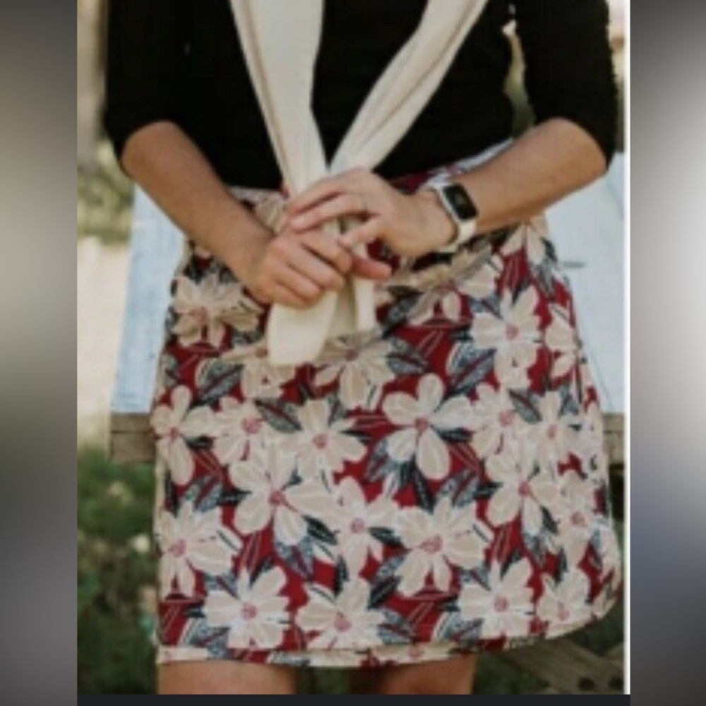 RIPSKIRT HAWAII Terracotta Red Garden Floral Print Wrap Skirt Women’s Size XXL